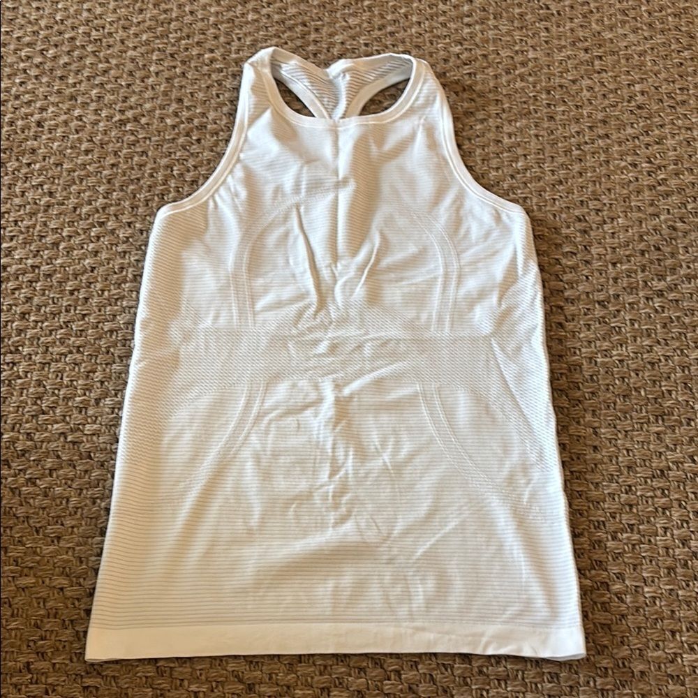 Lululemon Athletica White Fitted Cut Out Tank Top
